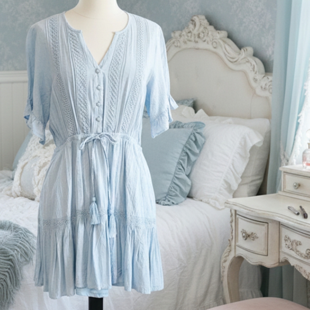 L Love, Ice Blue Dress, Cottagecore, Coquette Girl, Spring